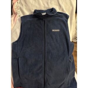 Columbia Vest Mens M Blue  Full Zip Steens Mountain Fleece Hiking Outdoors